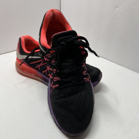 Nike Air Max Womens 8.5 Running‎ Shoes Hyper Punch 698903-006 Black Pink - Picture 2 of 8